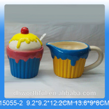 Popular ceramic sugar pot and milk jug in icecream shape